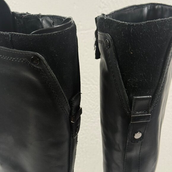 Franco Sarto Lithium Knee High Boots Black Block Heel Leather Zip Size 7M - Picture 6 of 13